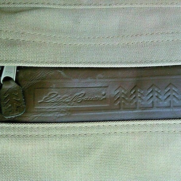 Eddie Bauer Ford Edition Khaki Canvas Leather Garment Bag Luggage Travel Carry - Picture 7 of 16
